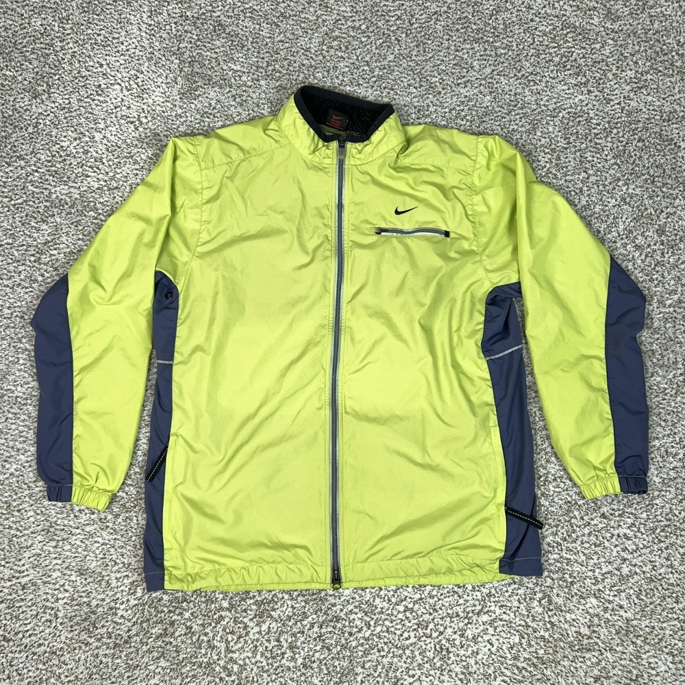 Vintage Nike Jacket Womens Large Yellow Zip Windbreaker‎ Reflective Running 90s
